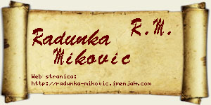 Radunka Miković vizit kartica